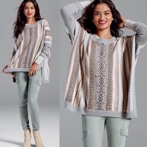 Cabi Fair Isle Oversized Poncho Sweater